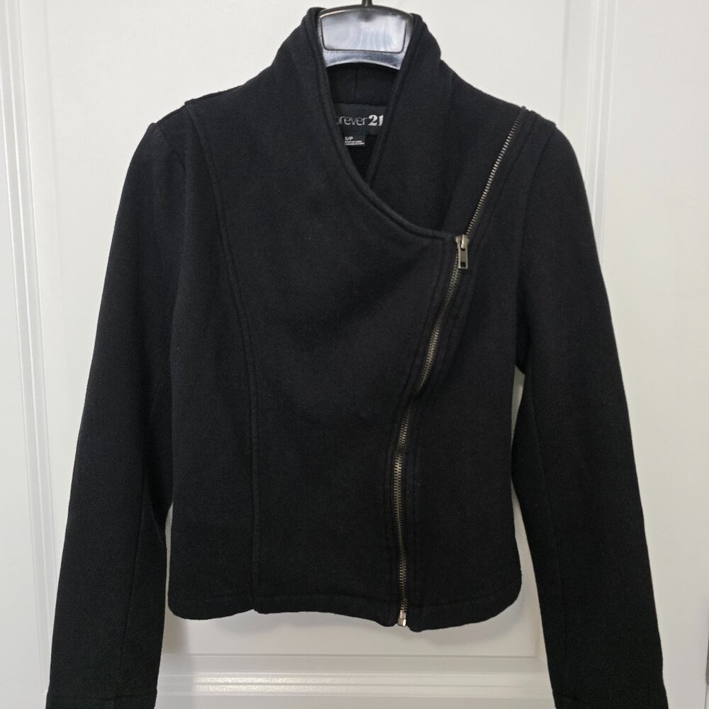 Forever 21 Black Asymmetrical Motorcycle Jacket